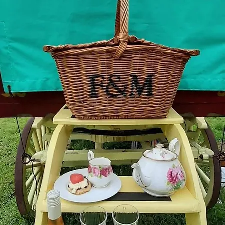Romany Bow Gypsy Wagon @ Tin And Canvas Glamping, Campsite *